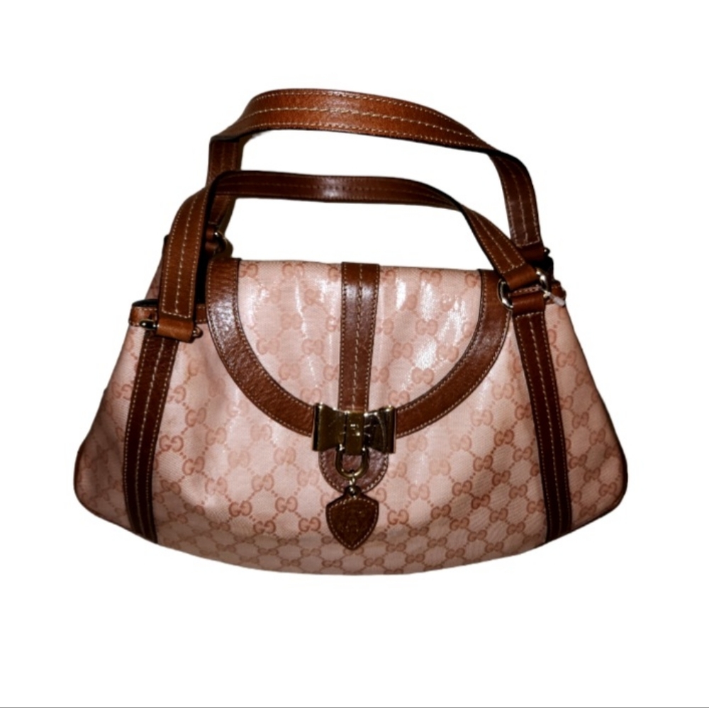 GUC Large  Pink Gucci GG Monogram Crystal Hysteria Hand Bag  Coated Canvas - Picture 3 of 12